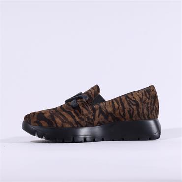 Wonders Odisei Slip On Link Wedge Loafer - Brown Zebra